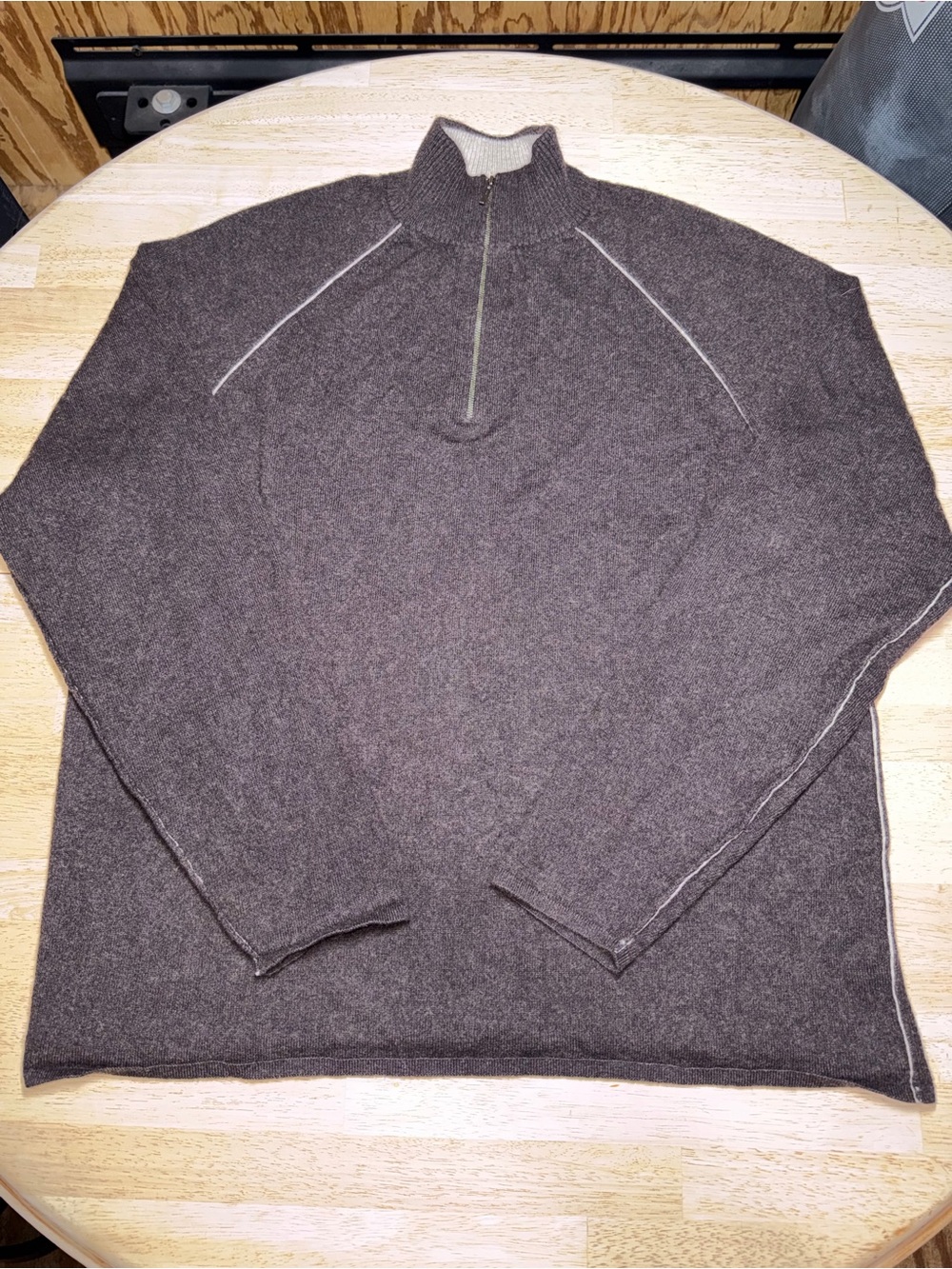 Brookmore 100% Cashmere Quarter Zip Sweater Brown Mens XL Preppy Winter